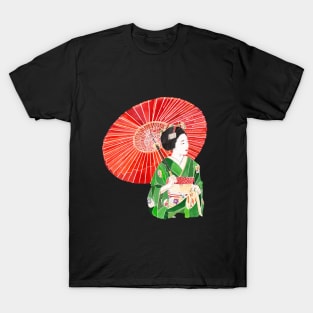 Red parasol geisha T-Shirt